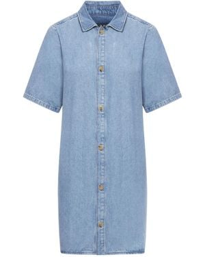 A.P.C. Classic-Collar Denim Minidress - Blue