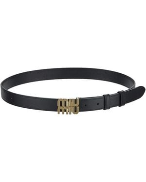 Miu Miu Logo-Lettering Buckle Belt - White