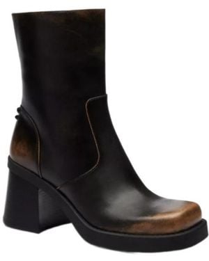 COACH Leather Block-Heel Ankle Boots - Black