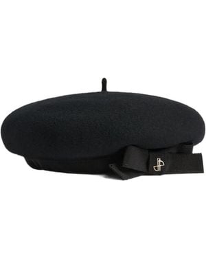 Patou Grosgrain-Bow Wool Beret - Black