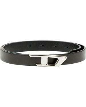 DIESEL B-D Logo Leather Belt - White