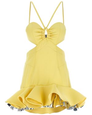 Rabanne Cut-Out Flounce Mini Dress - Yellow