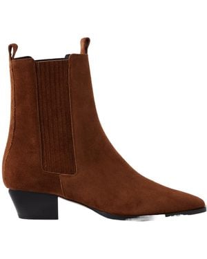 Aeyde Solid Color Suede Ankle Boots - Brown