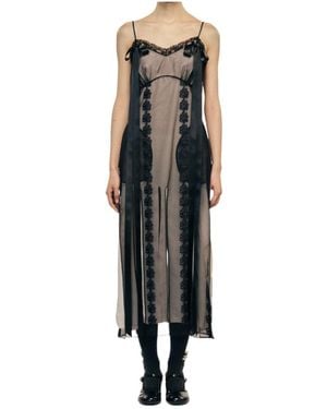Simone Rocha Layered Ribbon Daisy Chain Multi Slit Dress - Black