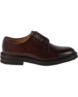 Brunello Cucinelli Almond-Toe Leather Oxford Shoes - Brown