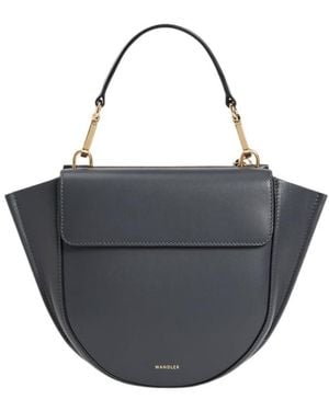 Wandler Mini Hortensia Flap Top Handle Tote Bag - Black
