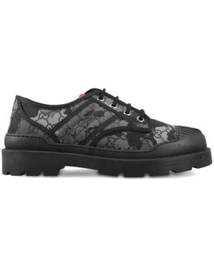 Gucci Gg Patterned Lace-Up Trainers - Black