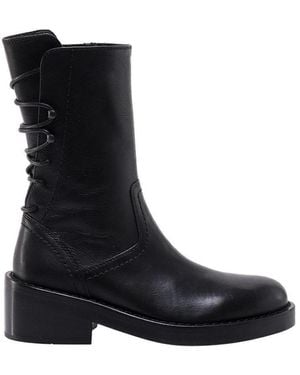 Ann Demeulemeester Back Lace-Up Ankle Boots - Black