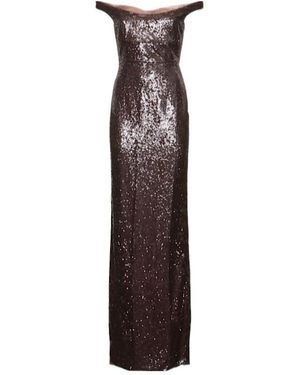 Roland Mouret Sequined Off-The-Shoulder Gown - Purple