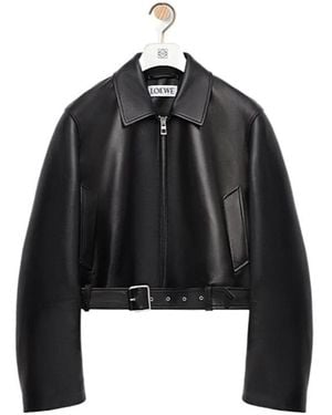 Loewe Belted Leather Jacket - Black