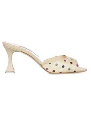 Manolo Blahnik Slip On Heeled Sandals - Natural