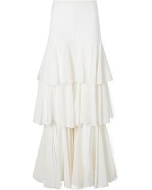 Sharon Wauchob Ruffled Silk Wide-Leg Trousers - White