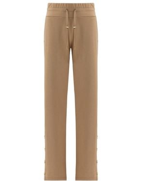 Balmain Button Detailed High Waist Track Pants - Natural