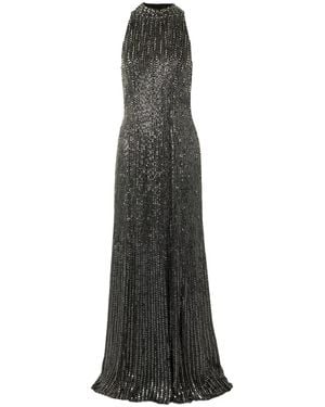 Jenny Packham Benue Crystal-Embellished Sequined Silk-Crepe Gown - Black