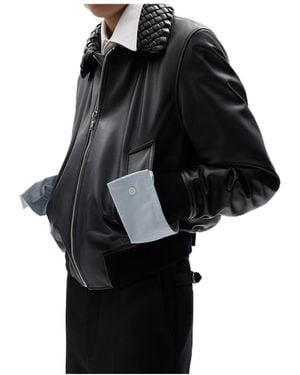 Bottega Veneta Shiny Leather Padded Blouson - Black