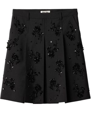 Miu Miu Embroidered Kid Mohair Skirt - Black