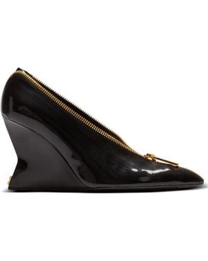 Balmain Zip Wedge Court Shoes - Black