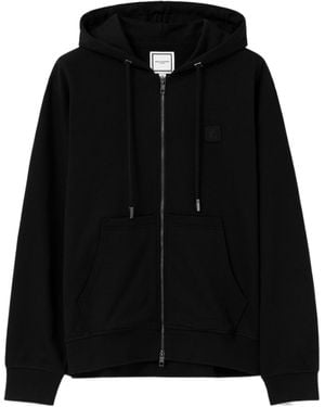 WOOYOUNGMI Drawstring Hood Logo Sweatshirt - Black