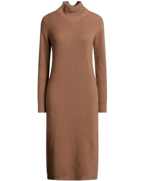 Max Mara Solid-Color Turtleneck Long-Sleeve Knit Dress - Brown