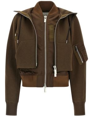 Sacai Long-Sleeve Bomber Jacket - Brown