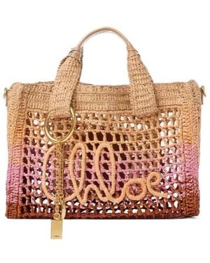 Chloé Small Summer Banana Logo-Patch Tote Bag - Pink