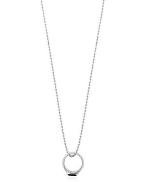 DSquared² Logo-Engraved Ring-Pendant Necklace - White