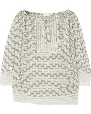 Eres Geometric-Pattern Top - Natural