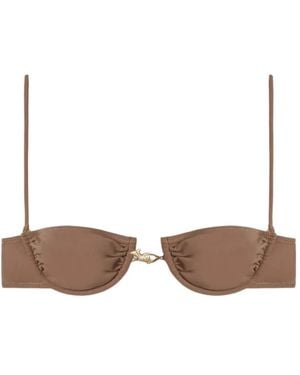 Reina Olga Spaghetti Straps Bikini Top - Brown