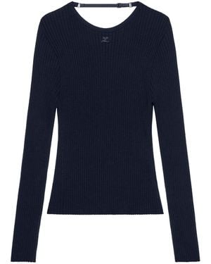 Courreges Courrèges Lingerie-Detailed Ribbed-Knit Jumper - Blue
