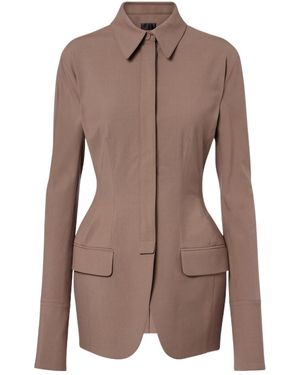 Mugler Long-Sleeved Casual Jacket - Brown