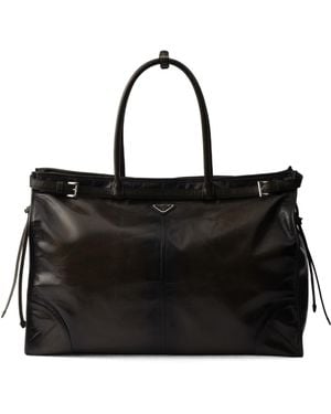Prada Bonnie Antiqued Leather Tote Bag - Black