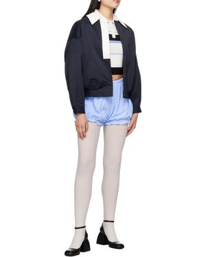 ShuShu/Tong Lotus Leaf Fringed Shorts - Blue