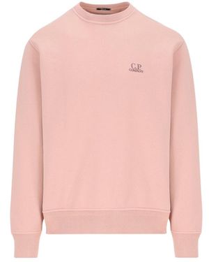 C.P. Company Logo-Embroidered Crewneck Sweatshirt - Pink