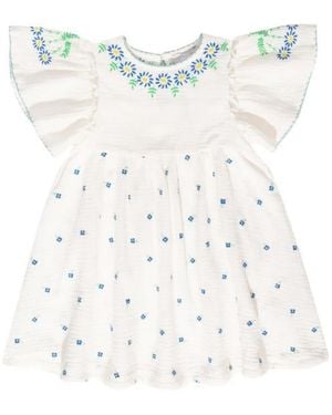Stella McCartney Floral-Embroidered Muslin Dress - White
