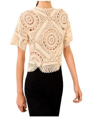 Ulla Johnson Short-Sleeved Hand-Crocheted Top - Multicolor