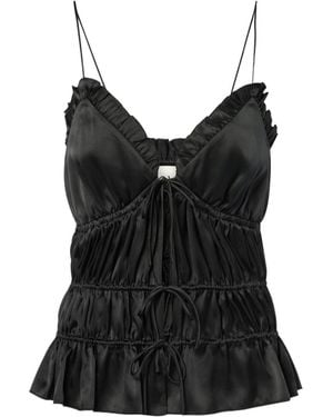 TOVE Keonie Gathered Silk Top - Black