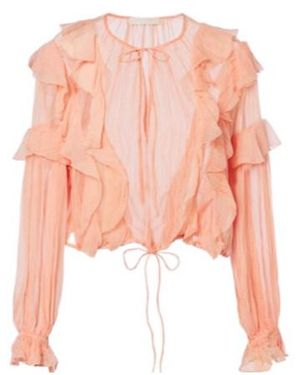 Ulla Johnson Delfina Ruffled Silk Chiffon Blouse - Pink