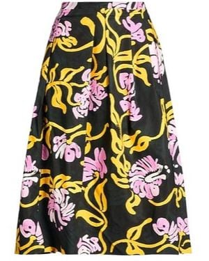 Marni Flower-Printed Pleated Skirt - Black