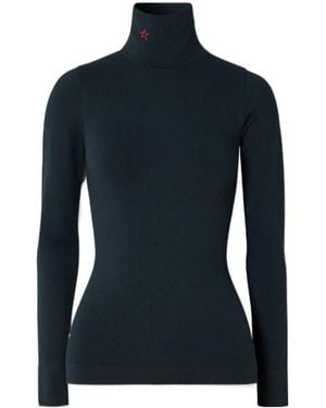 Perfect Moment Ribbed Modal Blend Turtleneck Thermal Top - Blue