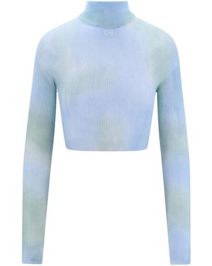 Off-White c/o Virgil Abloh Tie-Dye Turtleneck Cropped Top - Blue