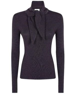 P.A.R.O.S.H. Ribbed-Knit Pussy-Bow Sweater - Blue