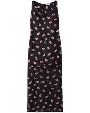 Altuzarra Katrin Layered Printed Silk-Twill And Chiffon Midi Dress - Black