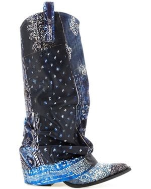 R13 Mid Cowboy Bandana Boots - Blue