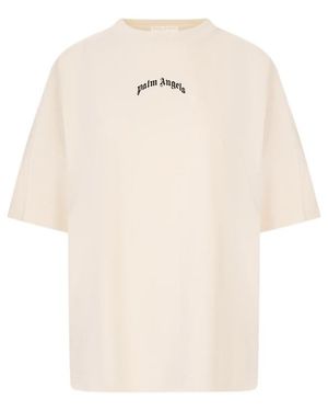 Palm Angels Curved Logo Oversized T-Shirt - White