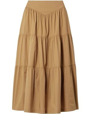 Doen Patchwork Design Midi Skirt - Natural