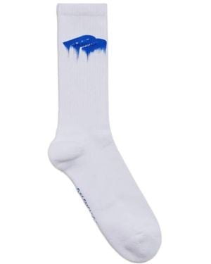 Balenciaga Logo Detailed Ribbed Socks - Blue
