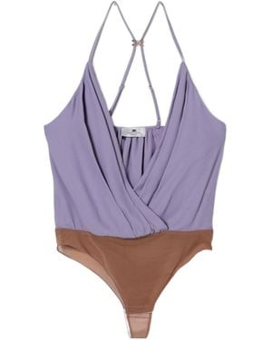 Elisabetta Franchi Georgette Bodysuit Top - Purple