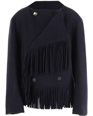 Carven Fringed Double-Breasted Jacket - Blue