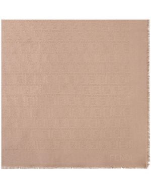Fendi Dove Silk Ff Shawl - Natural