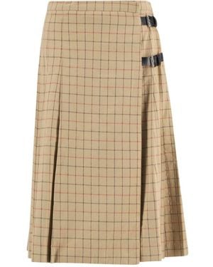 Barbour Hollington Buckle-Fastening Tattersall Midi Skirt - Natural
